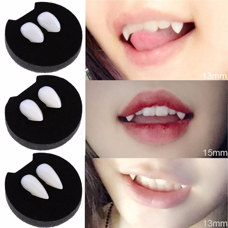 2pcs Cosplay Halloween Dentures Zombie Ghost Devil Werewolf Teeth Box Packed Gift Prop Costume Party Vampire Teeth Kid Toy