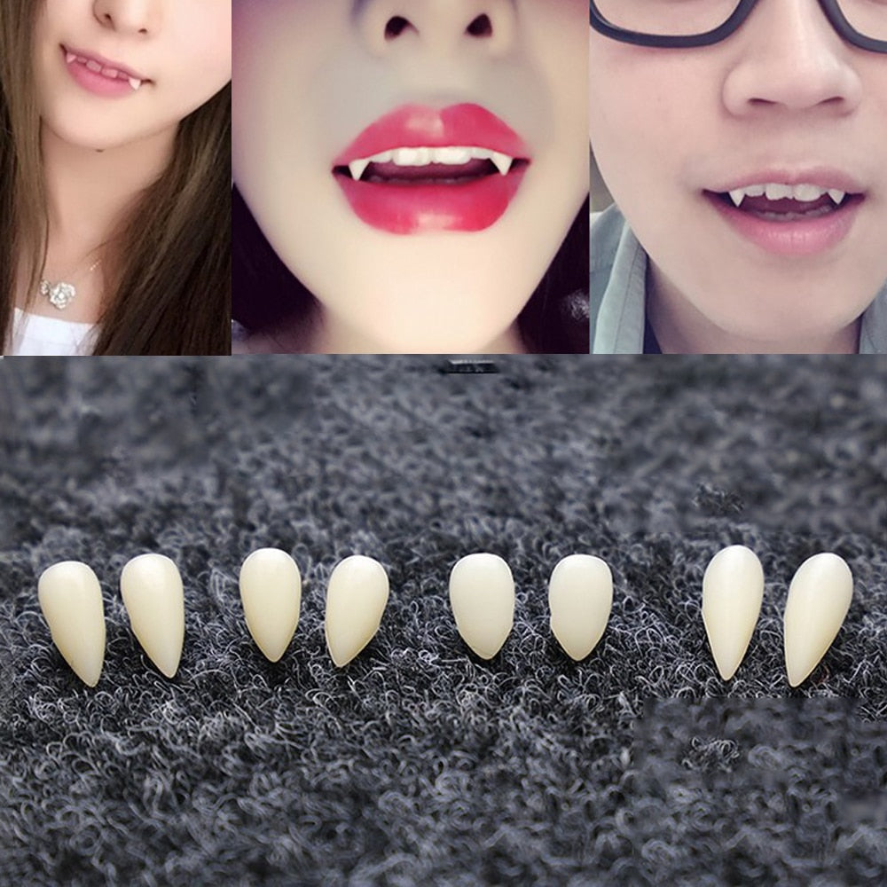 DIY Environmentally friendly resin Halloween Costume Props Party 1 Pair 4 size  Dentures Props Vampire Teeth Fangs