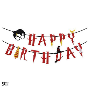 Cartoon Birthday Banner Happy Birthday Latex Balloons Cake Topper Baby Shower Birthday Party Decor Hanging Bunting Kids Favors