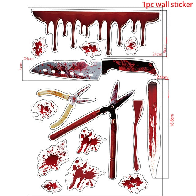 Halloween Stickers Wall Window Refrigerator Halloween Decoration Party Supplies Horror Scary Halloween Props Accessories