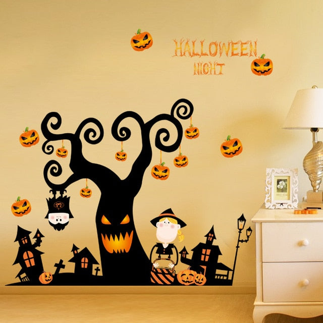 Halloween Stickers Wall Window Refrigerator Halloween Decoration Party Supplies Horror Scary Halloween Props Accessories