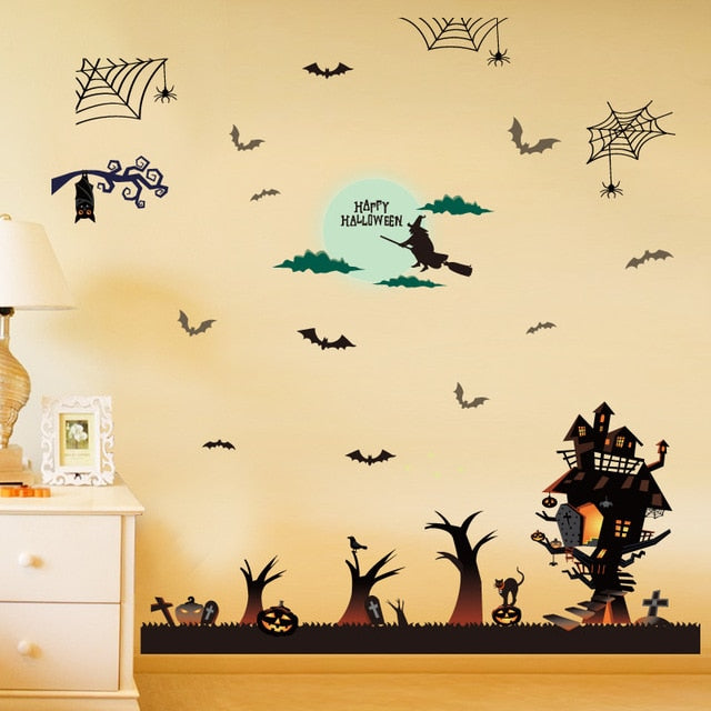 Halloween Stickers Wall Window Refrigerator Halloween Decoration Party Supplies Horror Scary Halloween Props Accessories