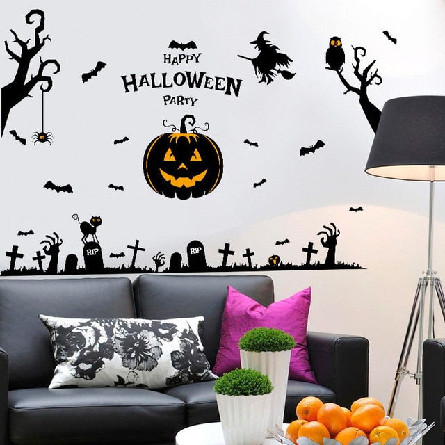 Halloween Stickers Wall Window Refrigerator Halloween Decoration Party Supplies Horror Scary Halloween Props Accessories